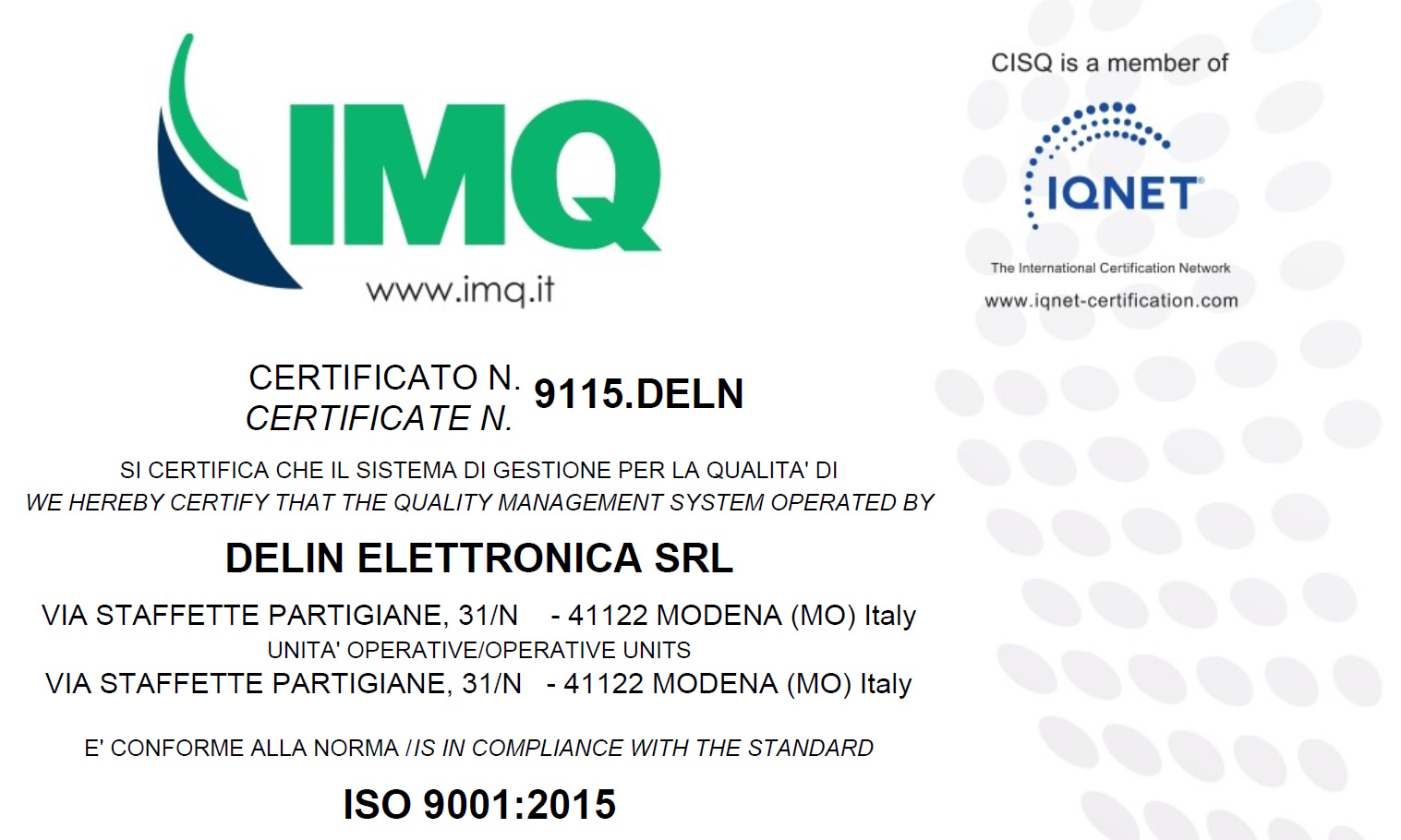 Certification ISO 9001